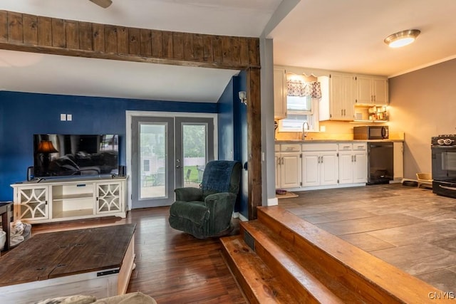 906 Beley Ave, Salina, NY 13211 - living room featuring healthy amount of natural light, dark wood-style floors, and french doors