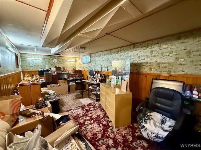815 91st St, Niagara Falls, NY 14304 - miscellaneous room featuring wainscoting and wallpapered walls