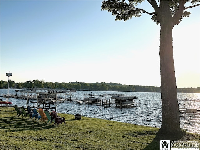 50 Lakeside Dr Unit C103, Ellery, NY 14712 - dock featuring a water view and a yard