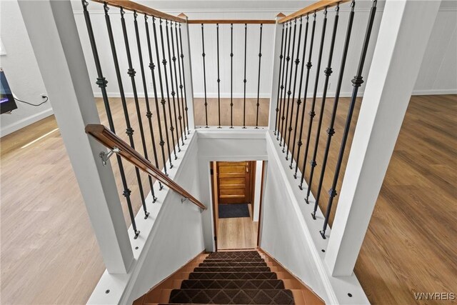5302 William St, Lancaster, NY 14086 - staircase featuring wood finished floors and baseboards