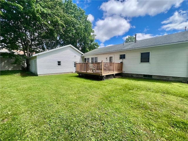 8 Birch St, Oneonta-City, NY 13820 - back of property featuring a deck and a lawn