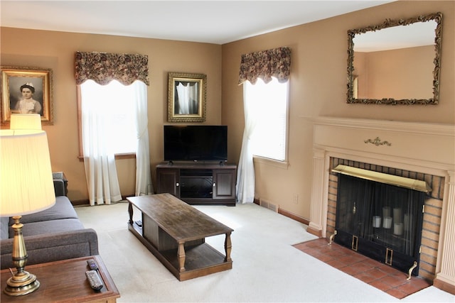 311 N Rogers Pkwy W, Irondequoit, NY 14617 - living area with a fireplace, carpet floors, and baseboards