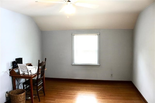 311 N Rogers Pkwy W, Irondequoit, NY 14617 - office space with lofted ceiling, ceiling fan, wood finished floors, and baseboards
