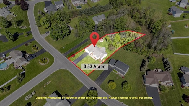 1401 Mountain Laurel Ln, Ontario, NY 14519 - aerial view of residential area with property parcel outlined