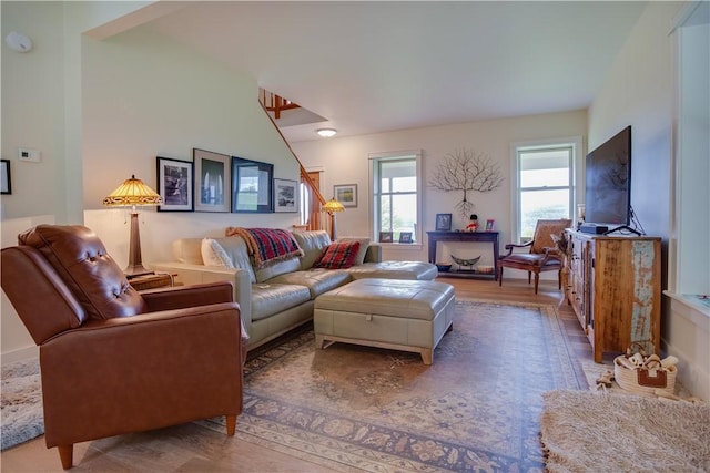 160 Reiss Rd, Otsego, NY 13326 - living area featuring stairway and wood finished floors