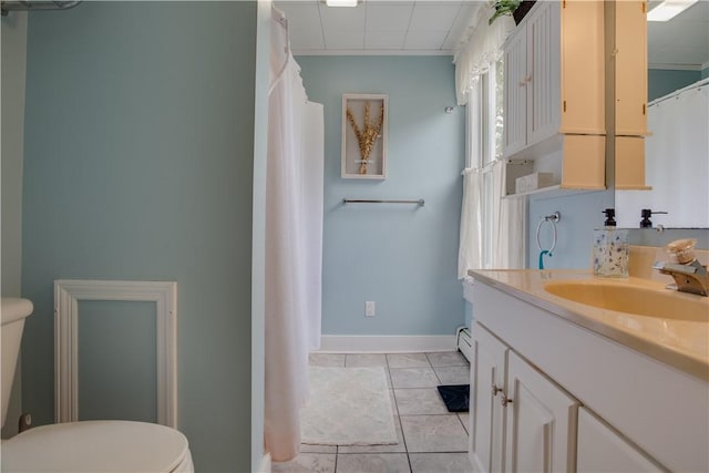 54 Beaver St, Otsego, NY 13326 - full bath with toilet, vanity, baseboards, and a shower with shower curtain