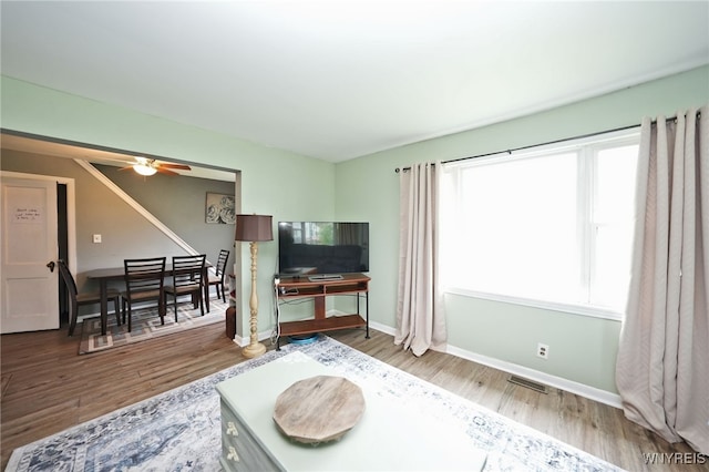 3564 Grafton Ave, Hamburg, NY 14219 - living area featuring wood finished floors, baseboards, and a ceiling fan