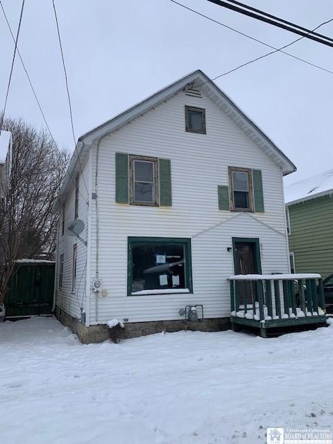 206 W Green St, Olean-City, NY 14760 - snow covered back of property with a wooden deck