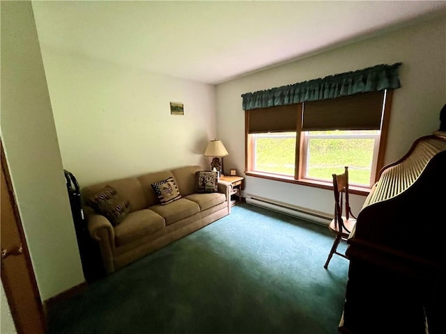 8255 County Highway 2, Andes, NY 13731 - living area with a baseboard heating unit and carpet flooring