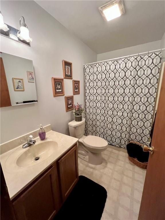 8255 County Highway 2, Andes, NY 13731 - full bath with vanity, toilet, tile patterned floors, and a shower with shower curtain