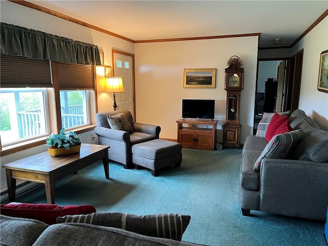 8255 County Highway 2, Andes, NY 13731 - carpeted living area with crown molding