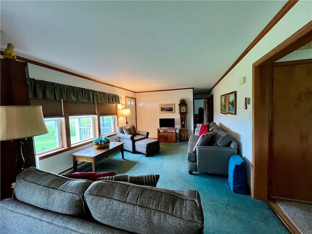 8255 County Highway 2, Andes, NY 13731 - carpeted living room with crown molding