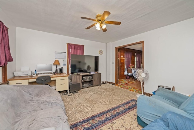 3 Maple St, Lyons, NY 14489 - living area featuring a ceiling fan and an office area