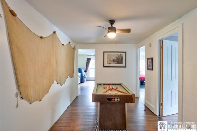 25 Academy St, Westfield, NY 14787 - recreation room featuring dark wood-style floors, a ceiling fan, and billiards