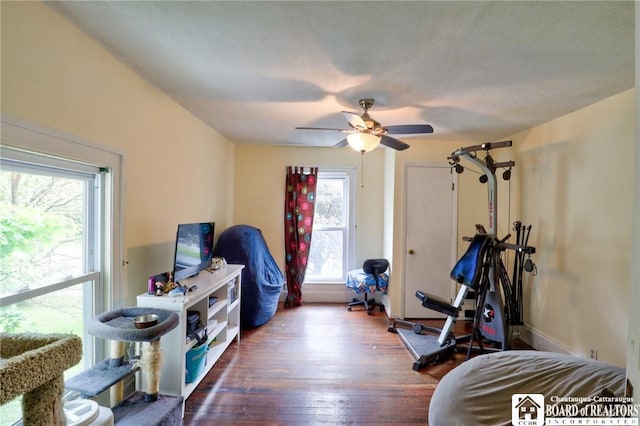 25 Academy St, Westfield, NY 14787 - workout area with hardwood / wood-style flooring and ceiling fan