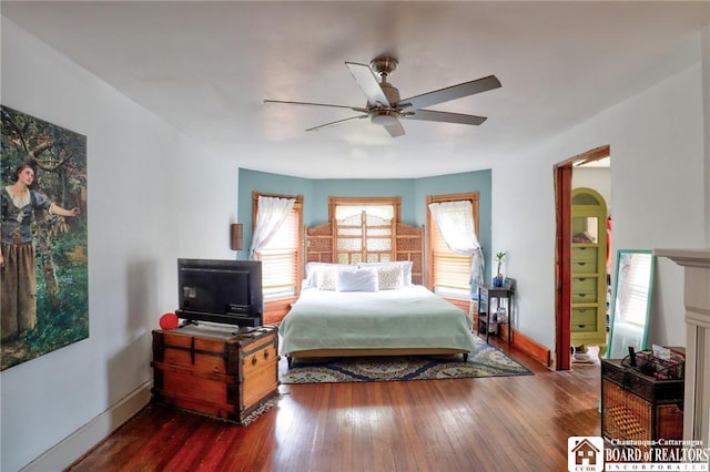 25 Academy St, Westfield, NY 14787 - bedroom with baseboards, wood finished floors, and ceiling fan