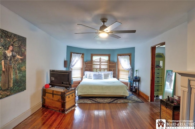 25 Academy St, Westfield, NY 14787 - bedroom with baseboards, wood finished floors, and a ceiling fan