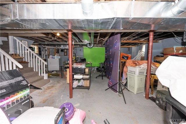 47 Winston Rd, Buffalo, NY 14216 - unfinished below grade area featuring stairway and washer / clothes dryer