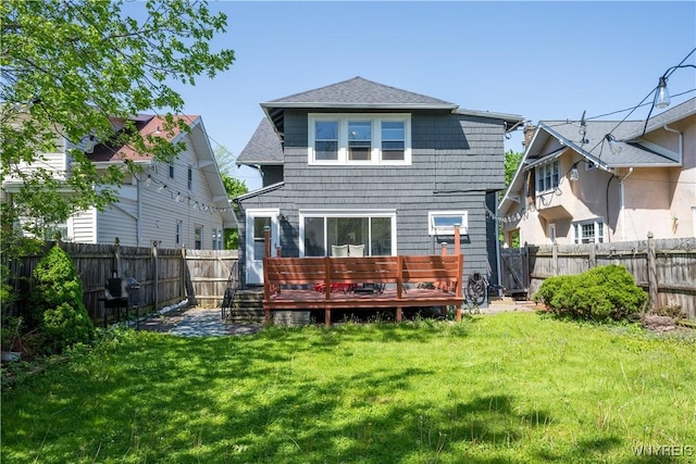 47 Winston Rd, Buffalo, NY 14216 - back of property featuring a wooden deck and roof with shingles