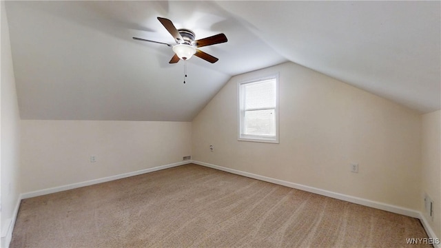 524 Lasalle Ave, Buffalo, NY 14215 - additional living space with carpet floors, lofted ceiling, baseboards, and ceiling fan