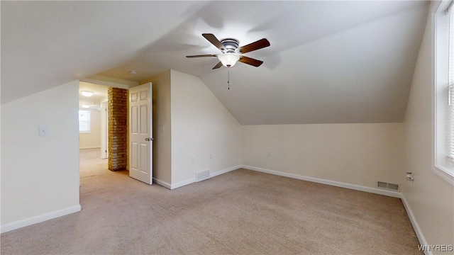 524 Lasalle Ave, Buffalo, NY 14215 - additional living space featuring carpet flooring, a ceiling fan, vaulted ceiling, and baseboards
