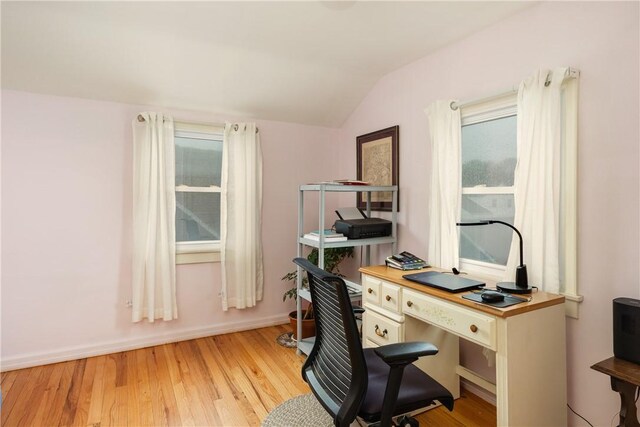 182 E Pulteney St, Corning City, NY 14830 - home office with lofted ceiling and light wood-type flooring