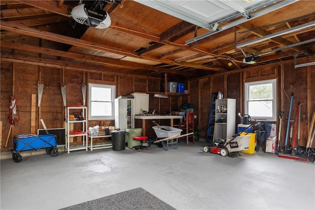 182 E Pulteney St, Corning City, NY 14830 - garage with a garage door opener and wooden walls