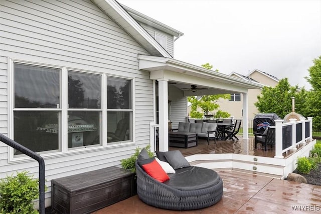 17 Knoche Way, Orchard Park, NY 14127 - view of patio featuring a deck, an outdoor hangout area, and a ceiling fan