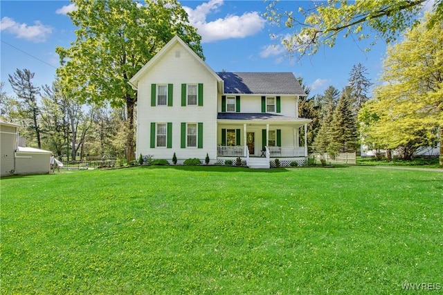 7263 Quaker Rd, Orchard Park, NY 14127 - view of front of property with a porch, a front yard, and roof with shingles