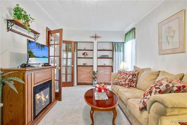 7263 Quaker Rd, Orchard Park, NY 14127 - carpeted living area featuring a glass covered fireplace