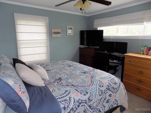 225 Fries Rd, Tonawanda-Town, NY 14150 - bedroom featuring carpet flooring, crown molding, and ceiling fan