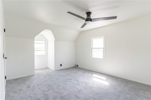 22 Idyllwood Ln, Irondequoit, NY 14617 - additional living space featuring carpet, ceiling fan, and lofted ceiling