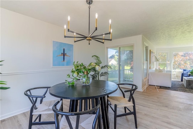 82 Haskins Ln N, Greece, NY 14468 - dining room featuring a chandelier, healthy amount of natural light, light wood finished floors, and baseboards