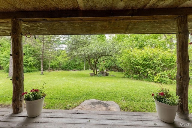 4090 Old Kennedy Rd, Onondaga, NY 13120 - view of grassy yard featuring a deck