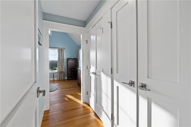 503 Grandview Ln, Milo, NY 14527 - hall with light wood-style flooring and lofted ceiling