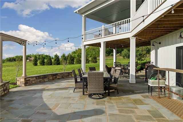503 Grandview Ln, Milo, NY 14527 - view of patio / terrace with outdoor dining area and a balcony