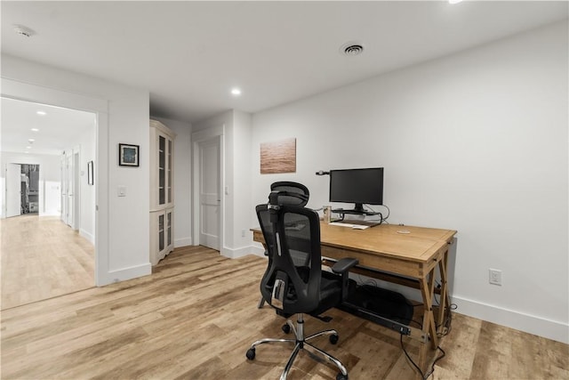 503 Grandview Ln, Milo, NY 14527 - office area with light wood finished floors, baseboards, and recessed lighting