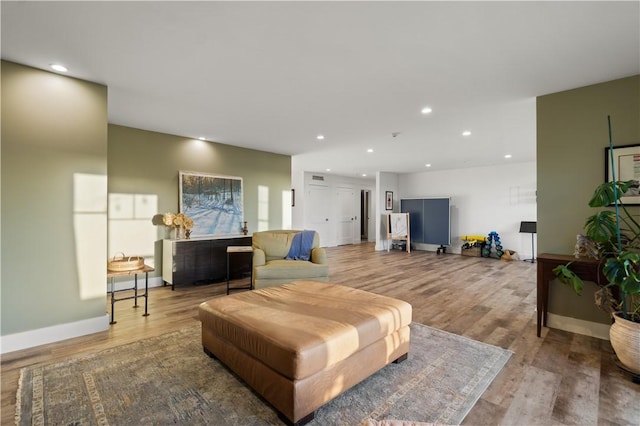 503 Grandview Ln, Milo, NY 14527 - living room with wood finished floors, baseboards, and recessed lighting