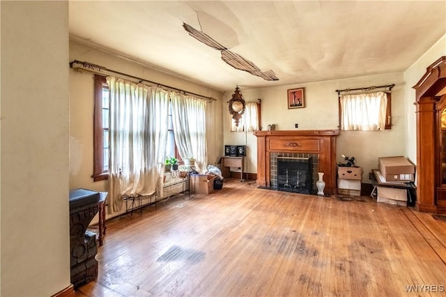 49 Mercer Ave, Buffalo, NY 14214 - living area with hardwood / wood-style floors and a tile fireplace