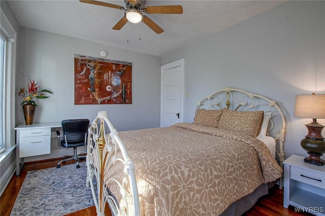 624 Buffalo Ave, Niagara Falls, NY 14303 - bedroom with wood finished floors, a desk, and ceiling fan