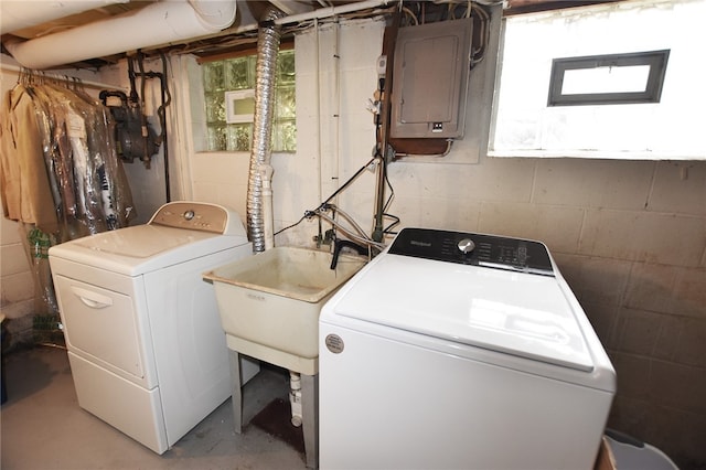 414 Fox Run, Gates, NY 14606 - laundry room with electric panel and washer and dryer