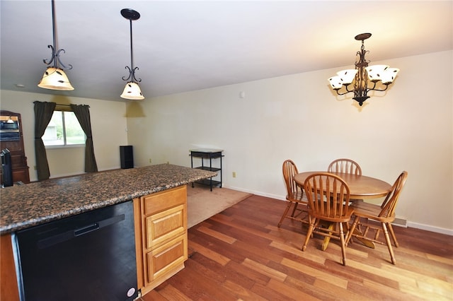 414 Fox Run, Gates, NY 14606 - kitchen featuring dishwasher, a chandelier, wood finished floors, and baseboards