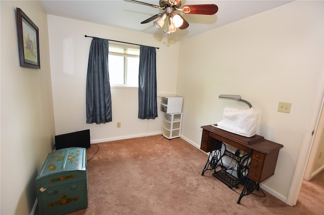 414 Fox Run, Gates, NY 14606 - sitting room featuring a ceiling fan, carpet floors, and baseboards