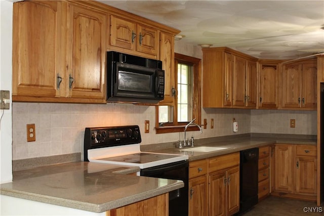 7 Catlin Ave, Paris, NY 13456 - kitchen with black appliances, a sink, and brown cabinetry
