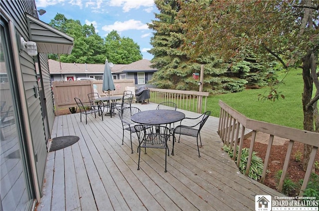178 W Main St, Westfield, NY 14787 - wooden deck featuring outdoor dining area and grilling area