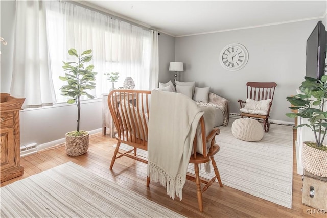 1039 Holcomb St, Watertown-City, NY 13601 - living area featuring wood finished floors, ornamental molding, and baseboards