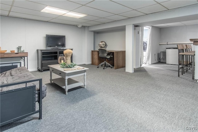 1039 Holcomb St, Watertown-City, NY 13601 - living area featuring an office area, carpet flooring, and a drop ceiling