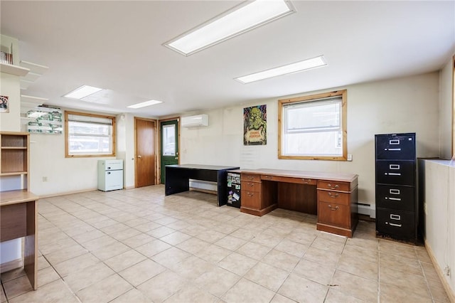 7425 Eelpot Rd, Naples, NY 14512 - unfurnished office with a wall unit AC, baseboard heating, and light tile patterned floors