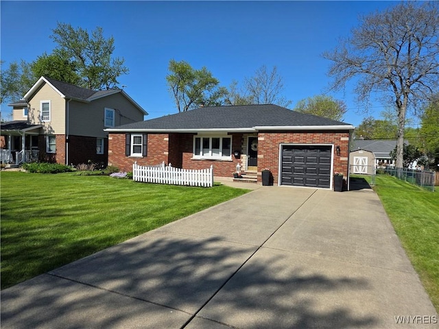 3508 Warner Dr, Grand Island, NY 14072 - view of front of property featuring a garage, brick siding, and concrete driveway
