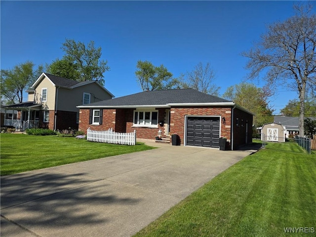 3508 Warner Dr, Grand Island, NY 14072 - view of front of property with a garage, brick siding, and driveway
